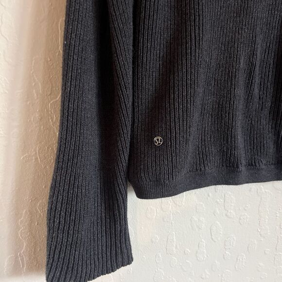 Lululemon The Sweater The Better Crewneck Pointelle Knit Sweater 10 Washed Black - Picture 9 of 11
